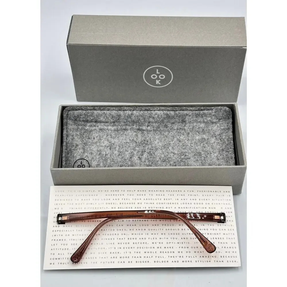 Look Optics Billie LR65B +1.50 Shiny Cinnamon Reader Glasses Blue Light NIB